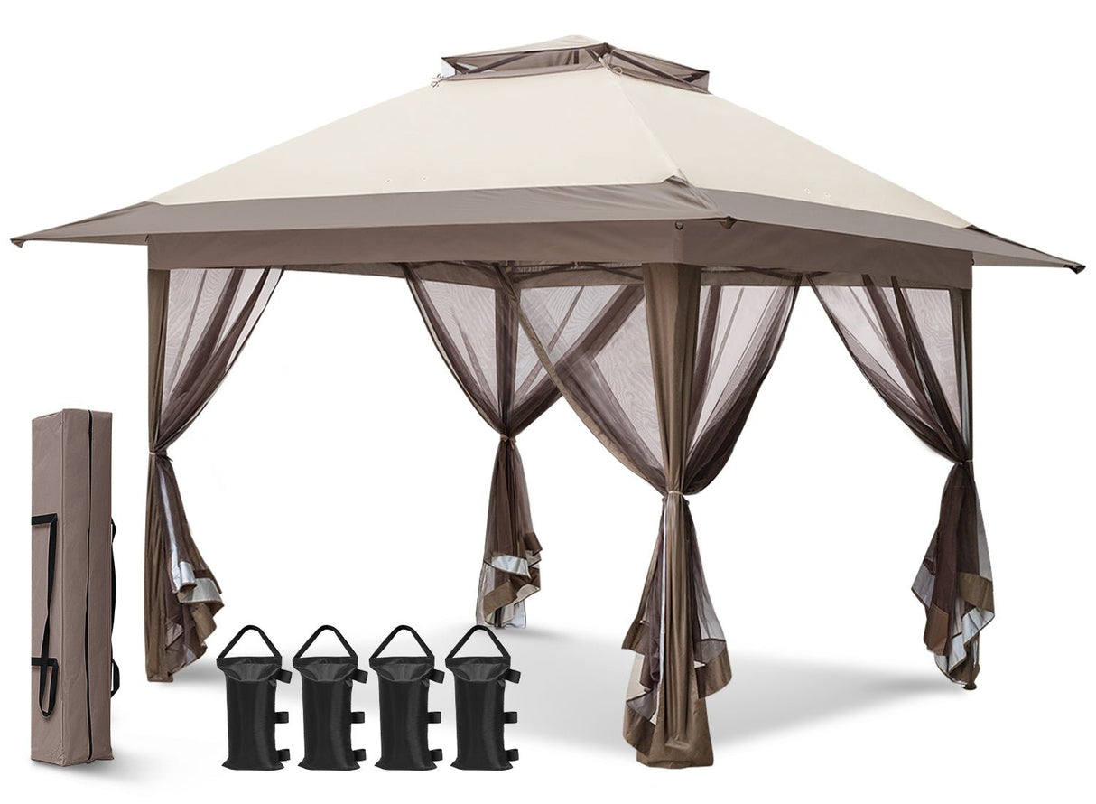 13x13 Pop Up Gazebo with Netting w/ 169 sqft of Shade - Eagle Peak Custom Canopy Tent