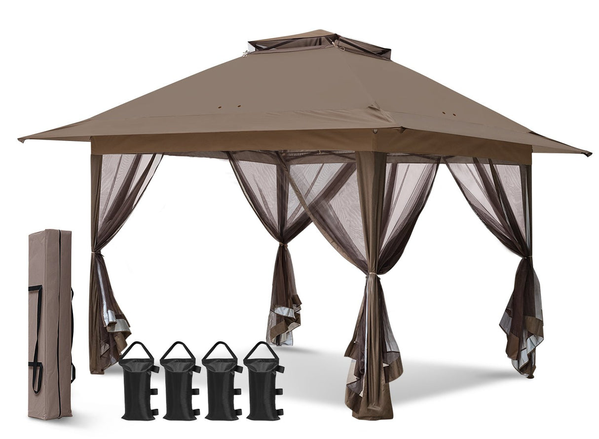 13x13 Pop Up Gazebo with Netting w/ 169 sqft of Shade - Eagle Peak Custom Canopy Tent