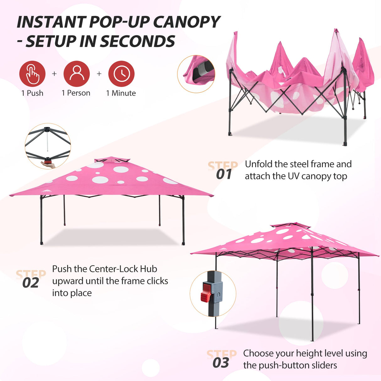 13x13 Straight Leg Pop Up Canopy Tent with 169 sqft of Shade - Eagle Peak