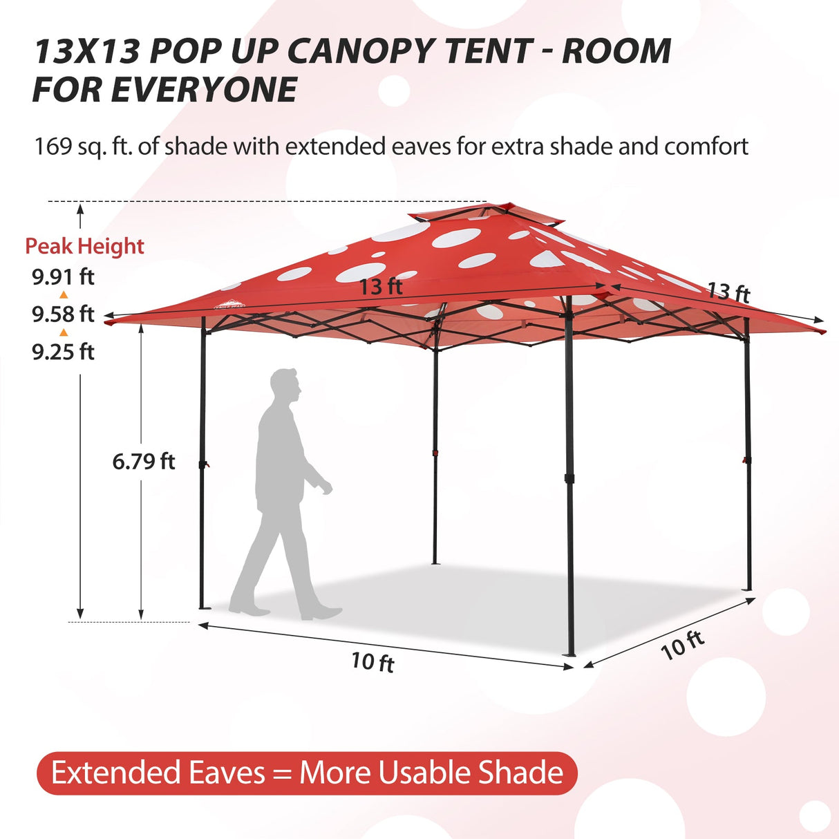 13x13 Straight Leg Pop Up Canopy Tent with 169 sqft of Shade - Eagle Peak