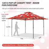 13x13 Straight Leg Pop Up Canopy Tent with 169 sqft of Shade - Eagle Peak