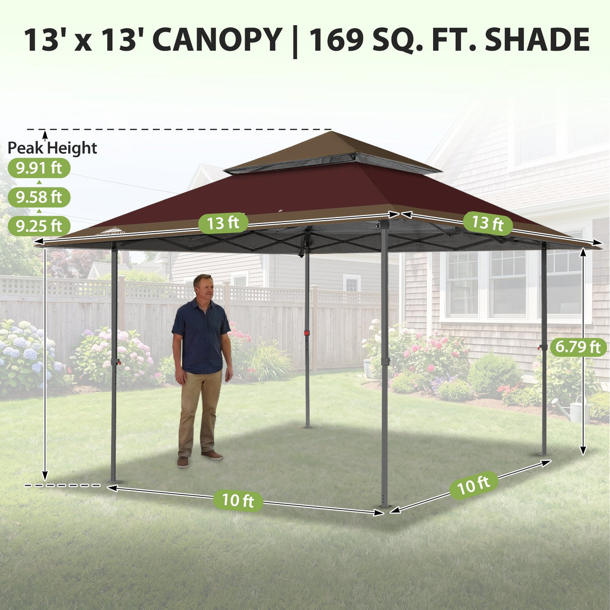 13x13 Straight Leg Pop Up Canopy Tent with 169 sqft of Shade - Eagle Peak®