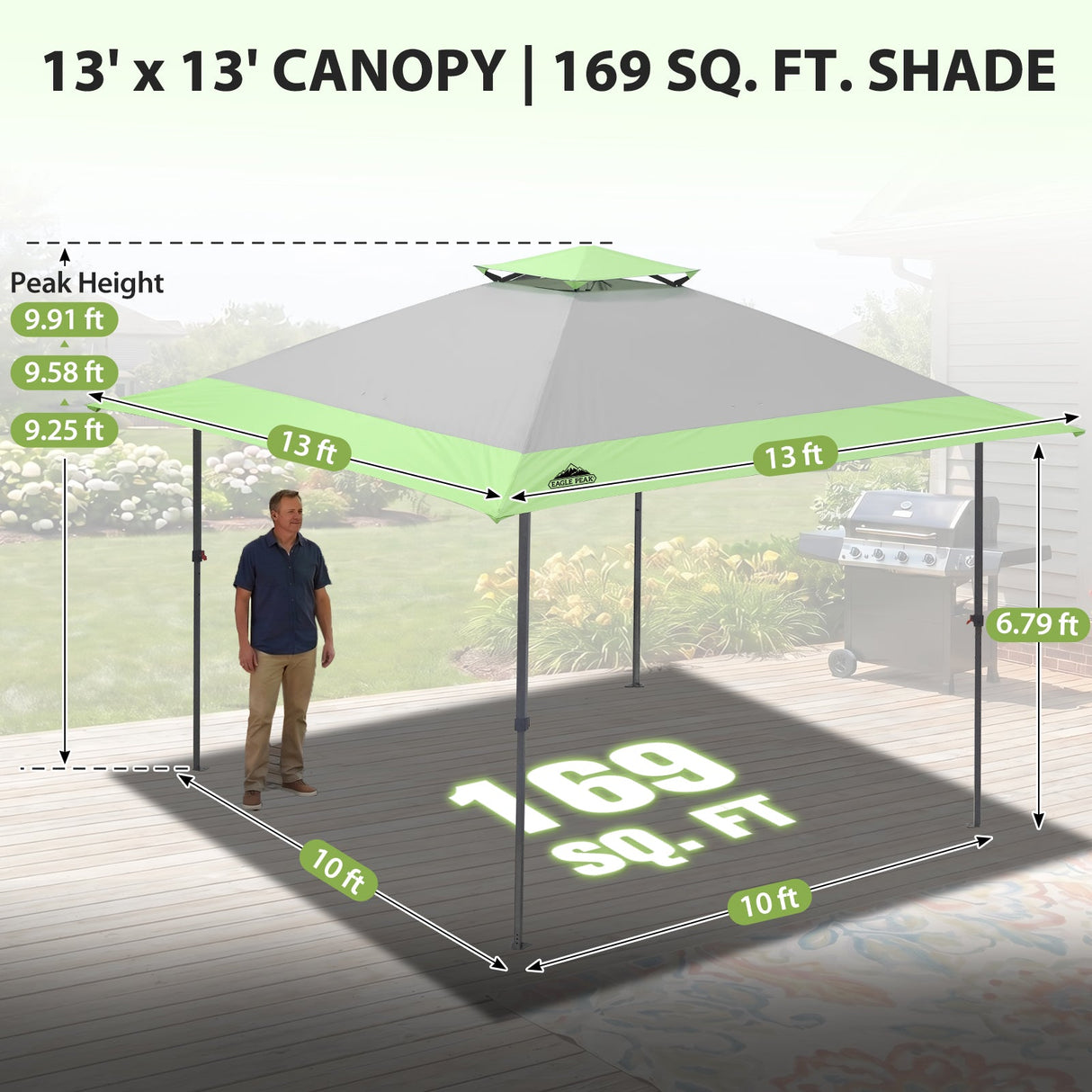 13x13 Straight Leg Pop Up Canopy Tent with 169 sqft of Shade - Eagle Peak®