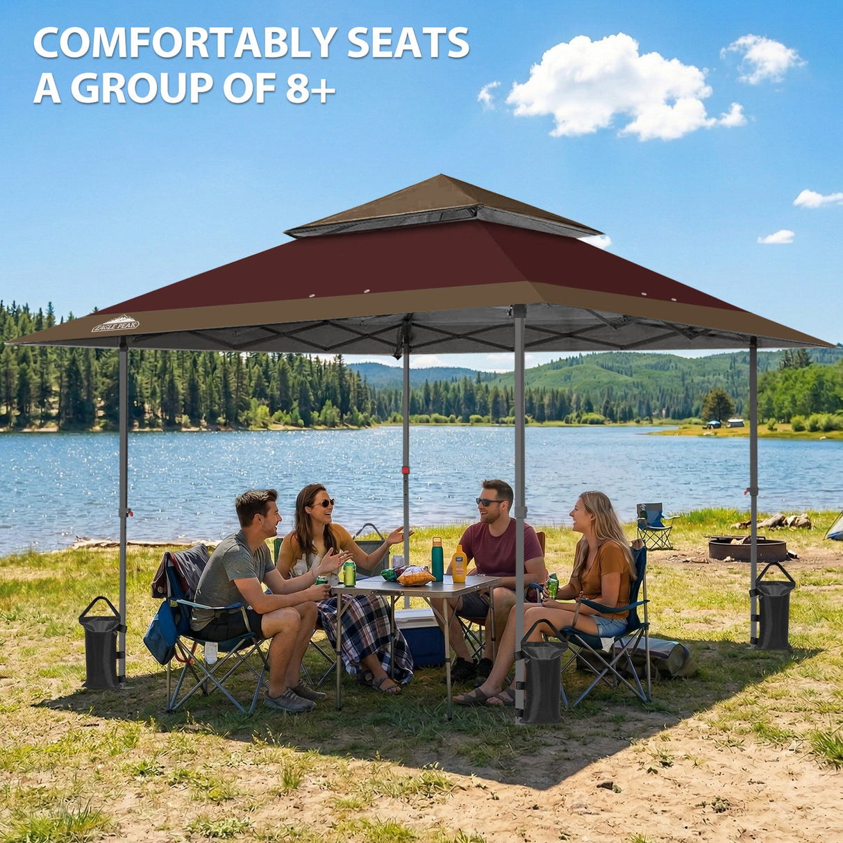 13x13 Straight Leg Pop Up Canopy Tent with 169 sqft of Shade - Eagle Peak®