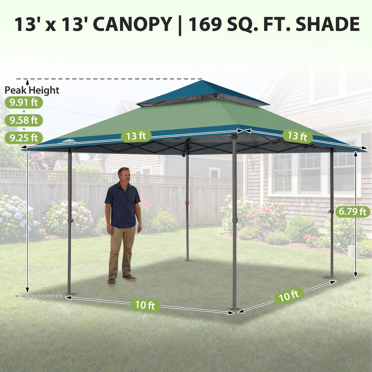 13x13 Straight Leg Pop Up Canopy Tent with 169 sqft of Shade - Eagle Peak®