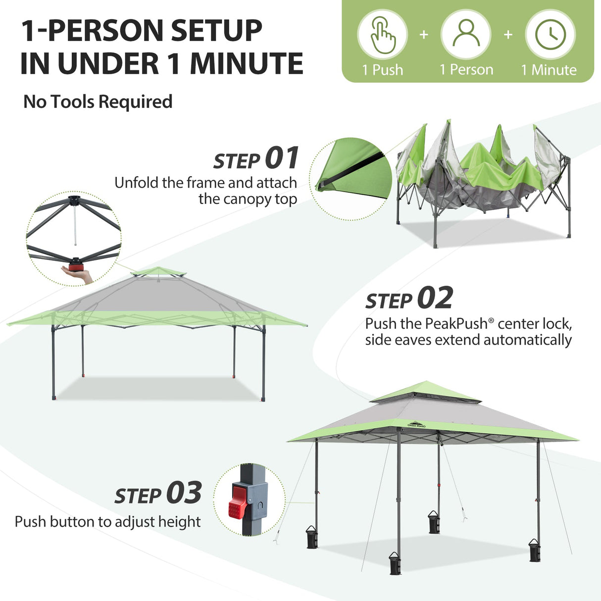 13x13 Straight Leg Pop Up Canopy Tent with 169 sqft of Shade - Eagle Peak®