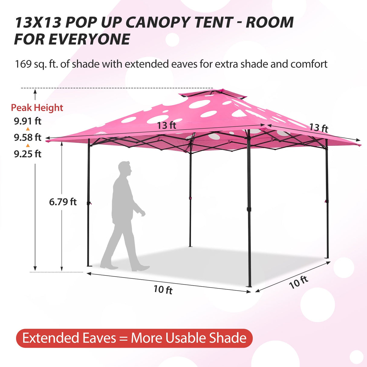13x13 Straight Leg Pop Up Canopy Tent with 169 sqft of Shade - Eagle Peak