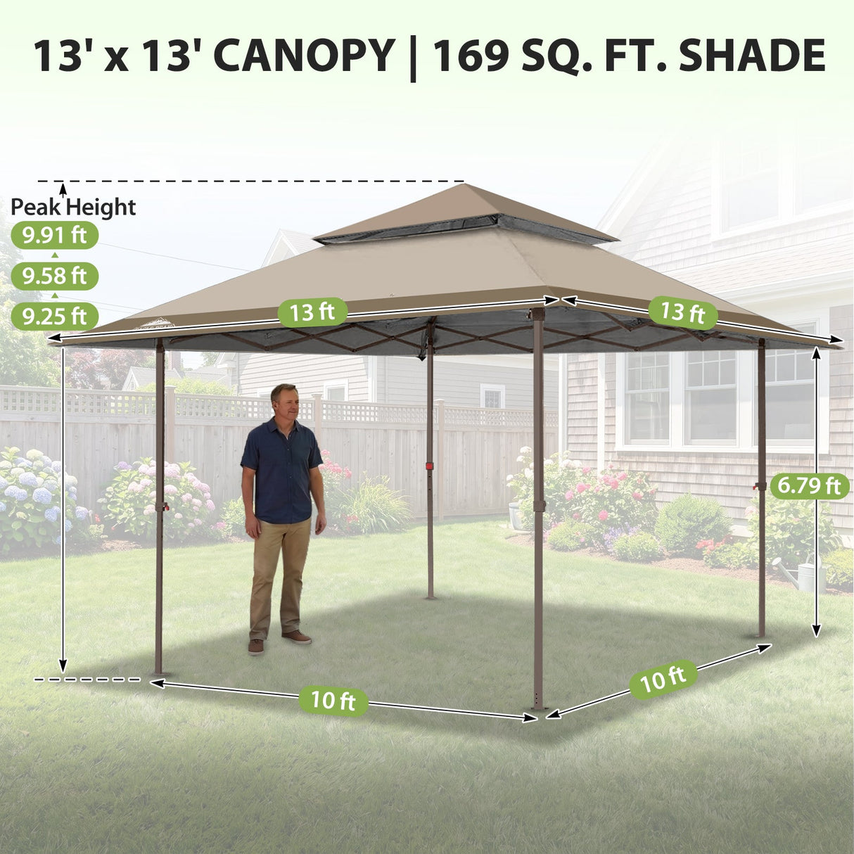 13x13 Straight Leg Pop Up Canopy Tent with 169 sqft of Shade - Eagle Peak®