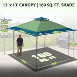 13x13 Straight Leg Pop Up Canopy Tent with 169 sqft of Shade - Eagle Peak®