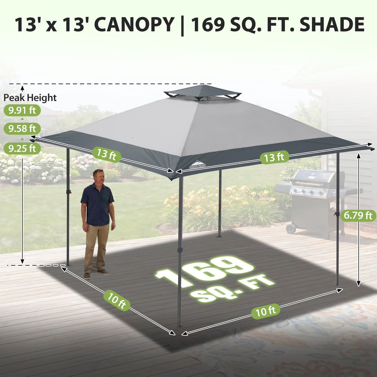 13x13 Straight Leg Pop Up Canopy Tent with 169 sqft of Shade - Eagle Peak®