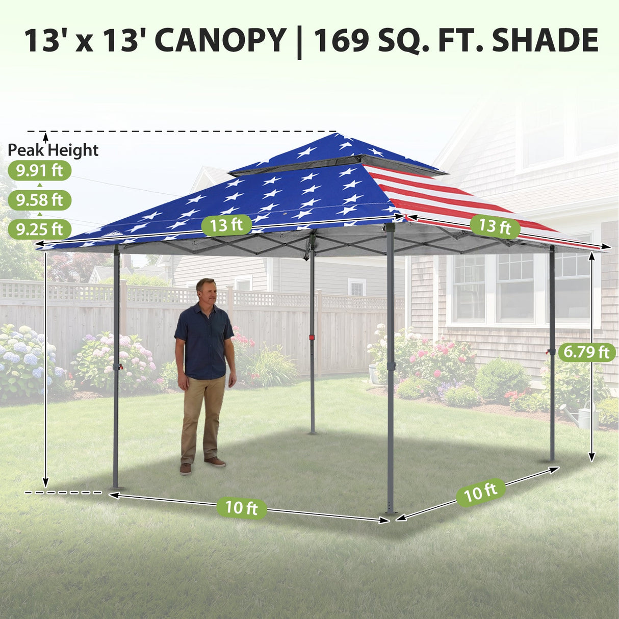 13x13 Straight Leg Pop Up Canopy Tent with 169 sqft of Shade - Eagle Peak®