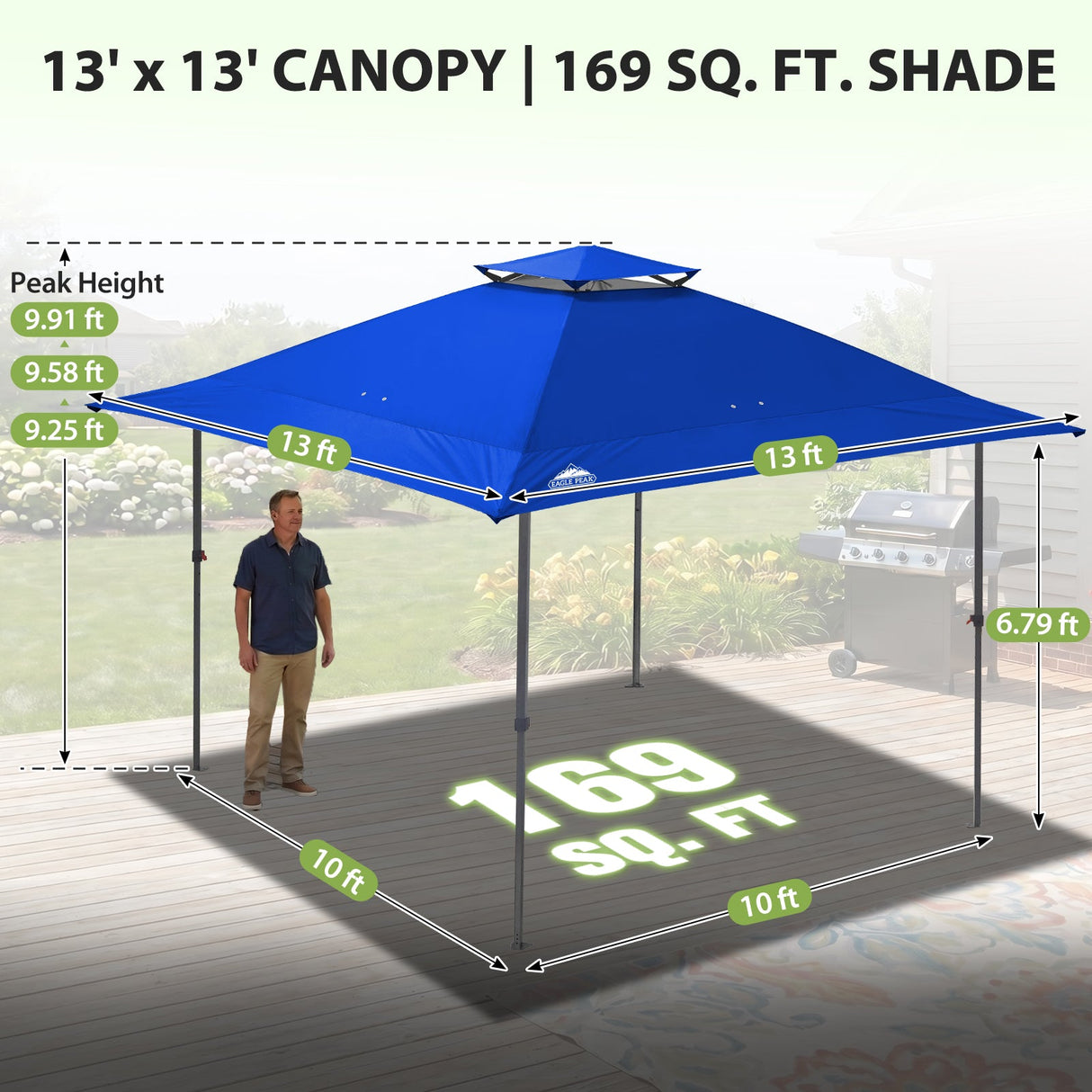 13x13 Straight Leg Pop Up Canopy Tent with 169 sqft of Shade - Eagle Peak®