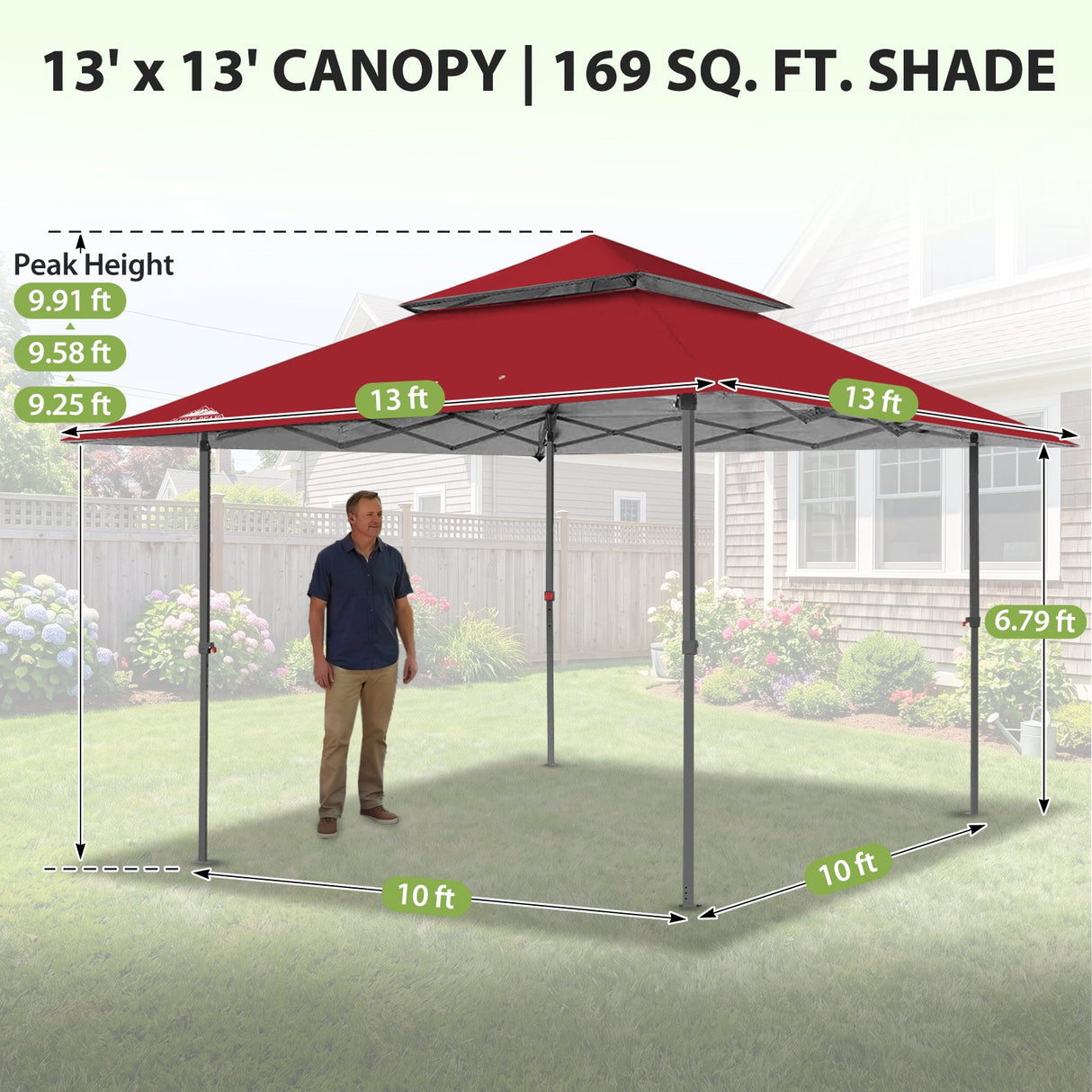 13x13 Straight Leg Pop Up Canopy Tent with 169 sqft of Shade - Eagle Peak®