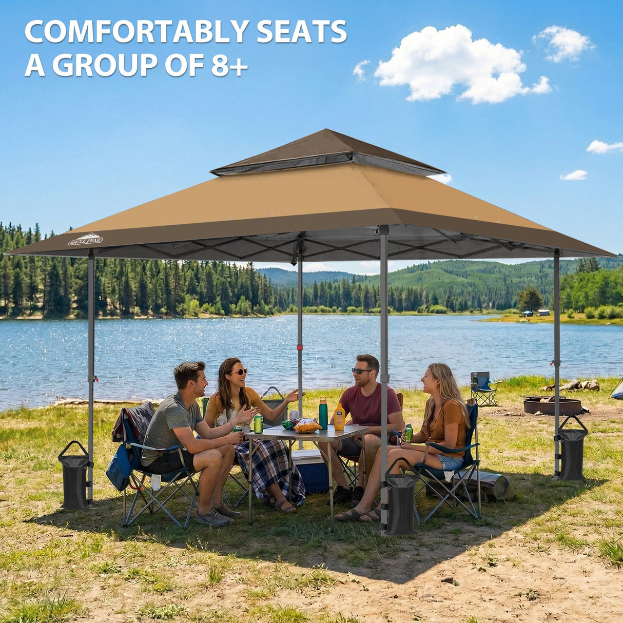 13x13 Straight Leg Pop Up Canopy Tent with 169 sqft of Shade - Eagle Peak®