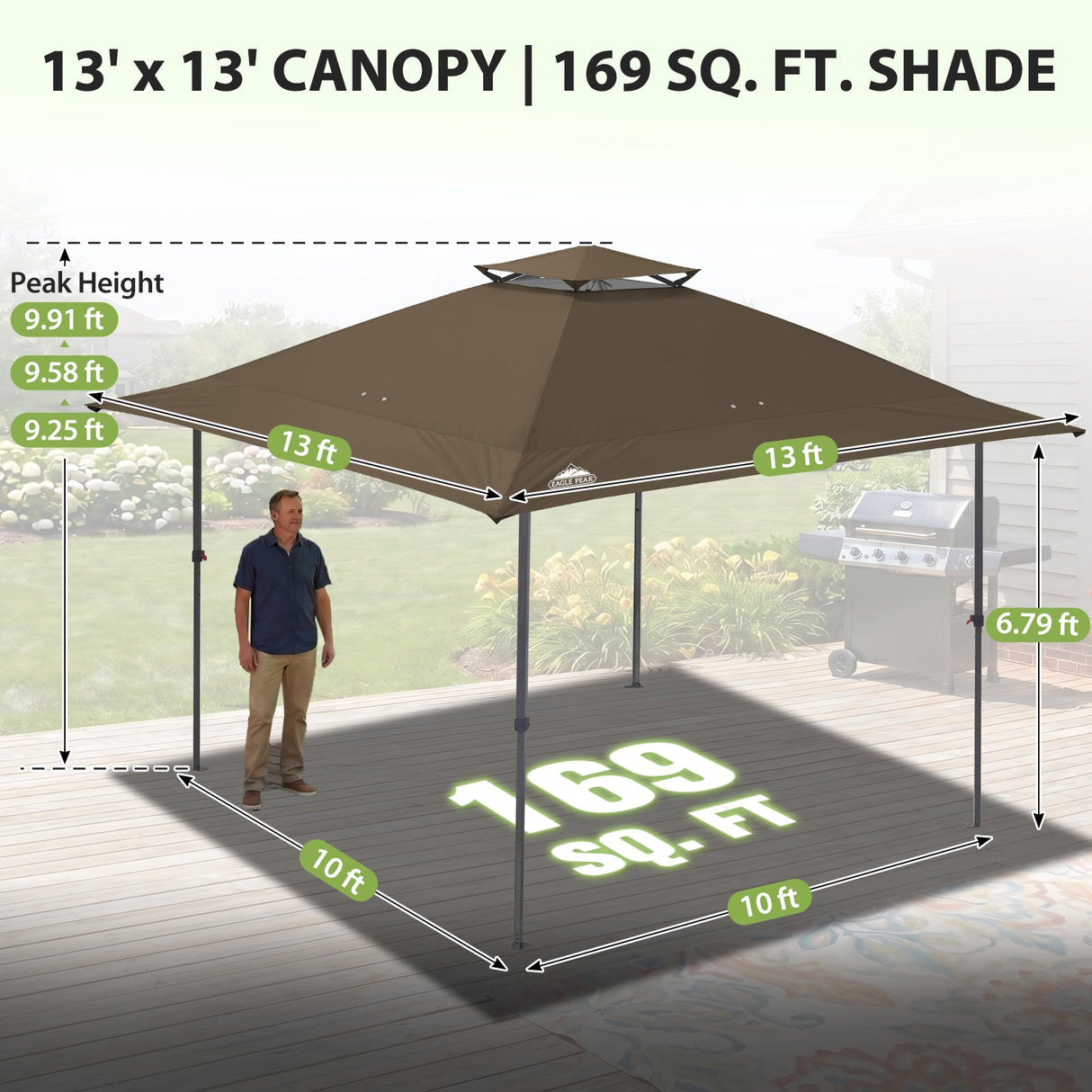 13x13 Straight Leg Pop Up Canopy Tent with 169 sqft of Shade - Eagle Peak®