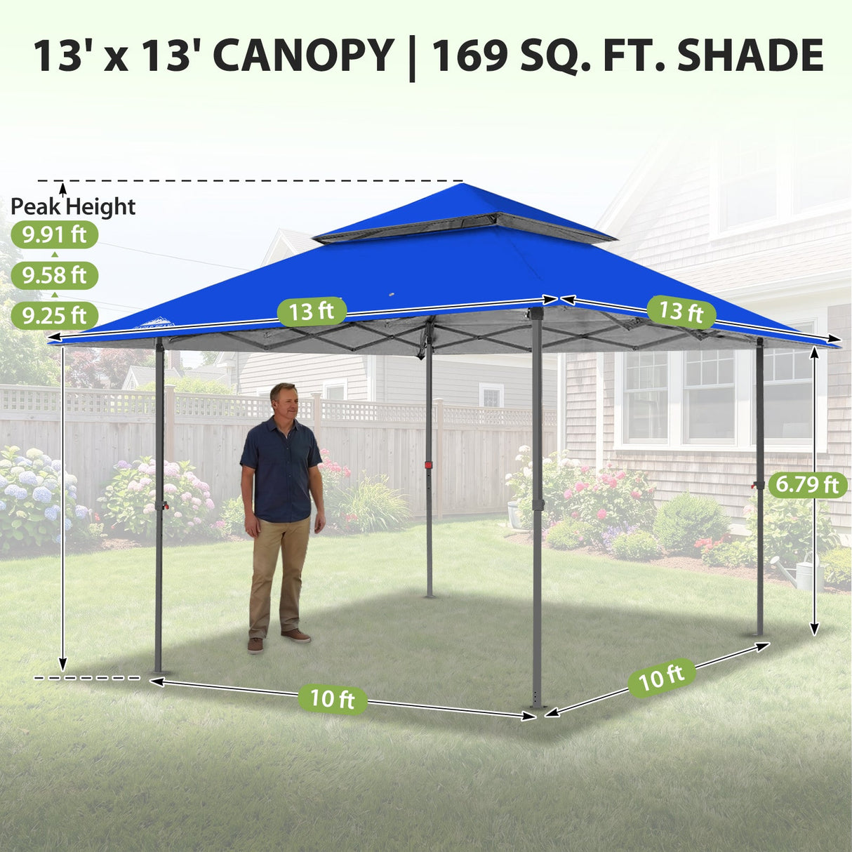 13x13 Straight Leg Pop Up Canopy Tent with 169 sqft of Shade - Eagle Peak®