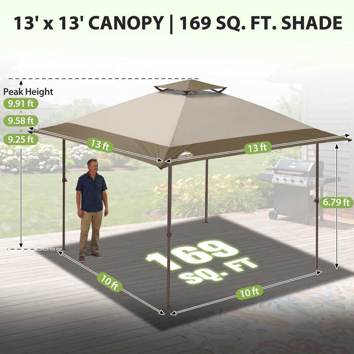13x13 Straight Leg Pop Up Canopy Tent with 169 sqft of Shade - Eagle Peak®