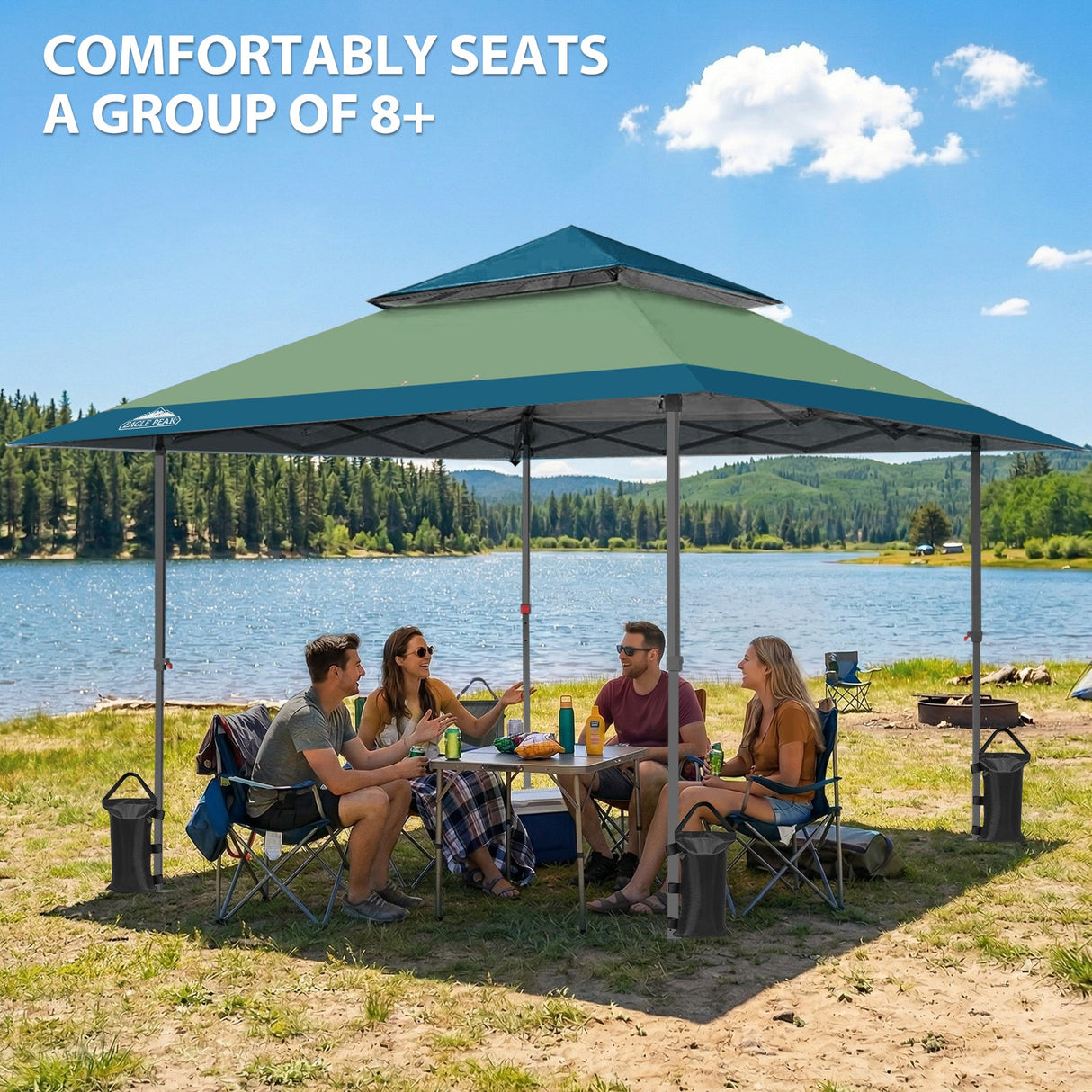 13x13 Straight Leg Pop Up Canopy Tent with 169 sqft of Shade - Eagle Peak®