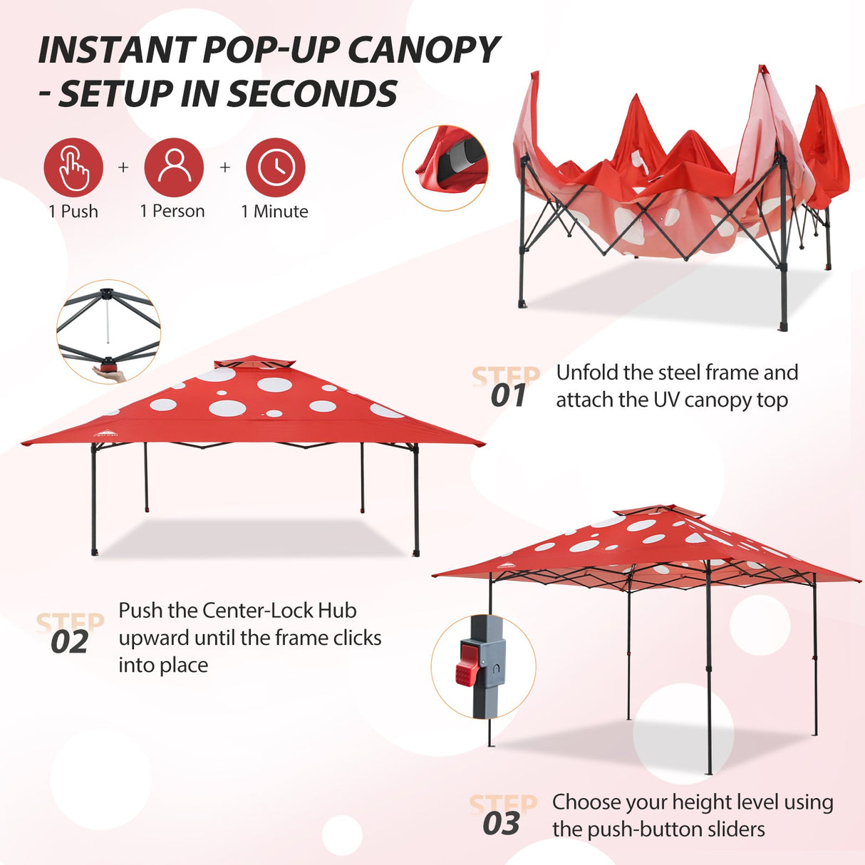 13x13 Straight Leg Pop Up Canopy Tent with 169 sqft of Shade - Eagle Peak