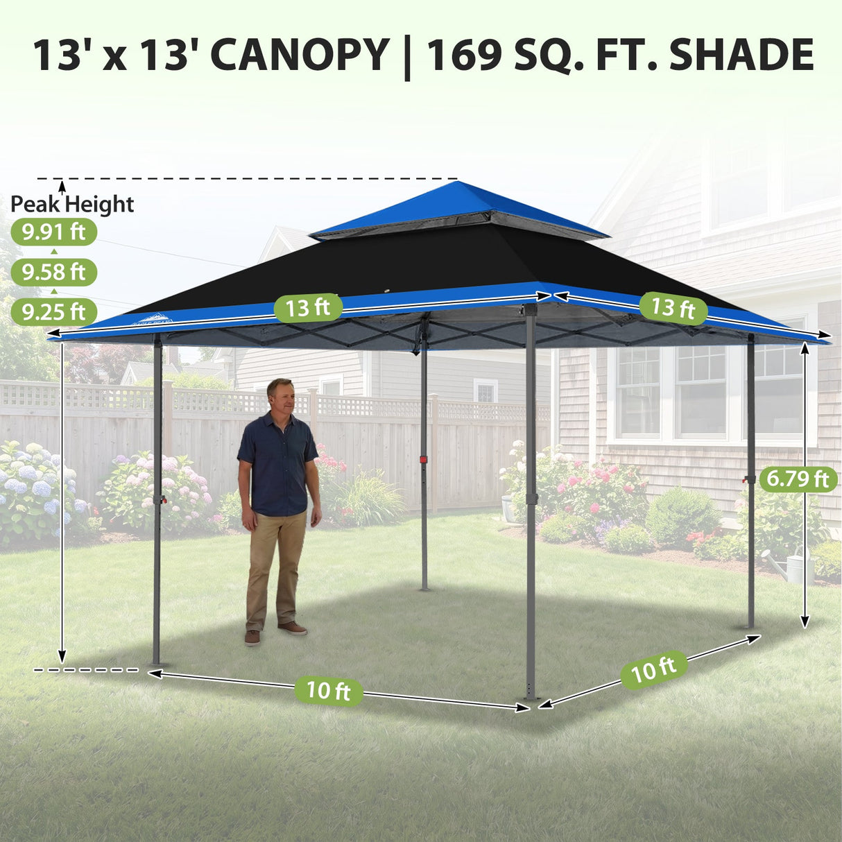 13x13 Straight Leg Pop Up Canopy Tent with 169 sqft of Shade - Eagle Peak®