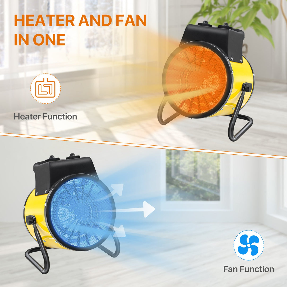 1500W Outdoor Heater with Thermostat, Yellow - Eagle Peak Custom Canopy Tent