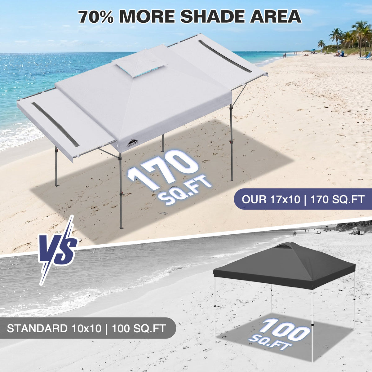 17x10 Pop up Gazebo Canopy Tent, Dual Awnings - Eagle Peak®