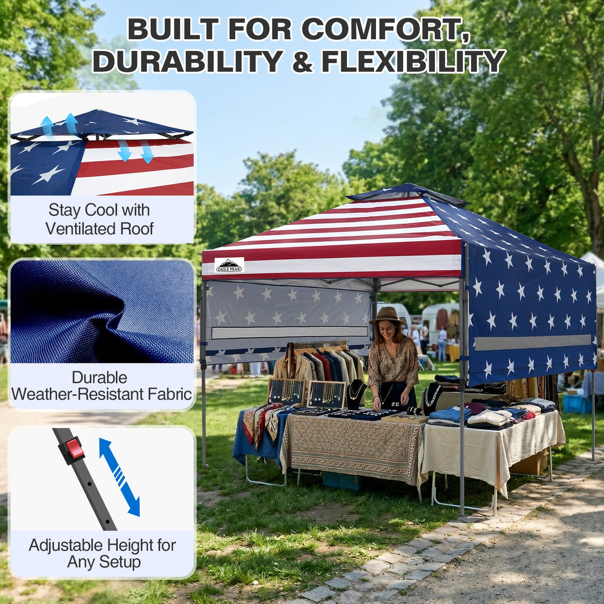 17x10 Pop up Gazebo Canopy Tent, Dual Awnings - Eagle Peak®