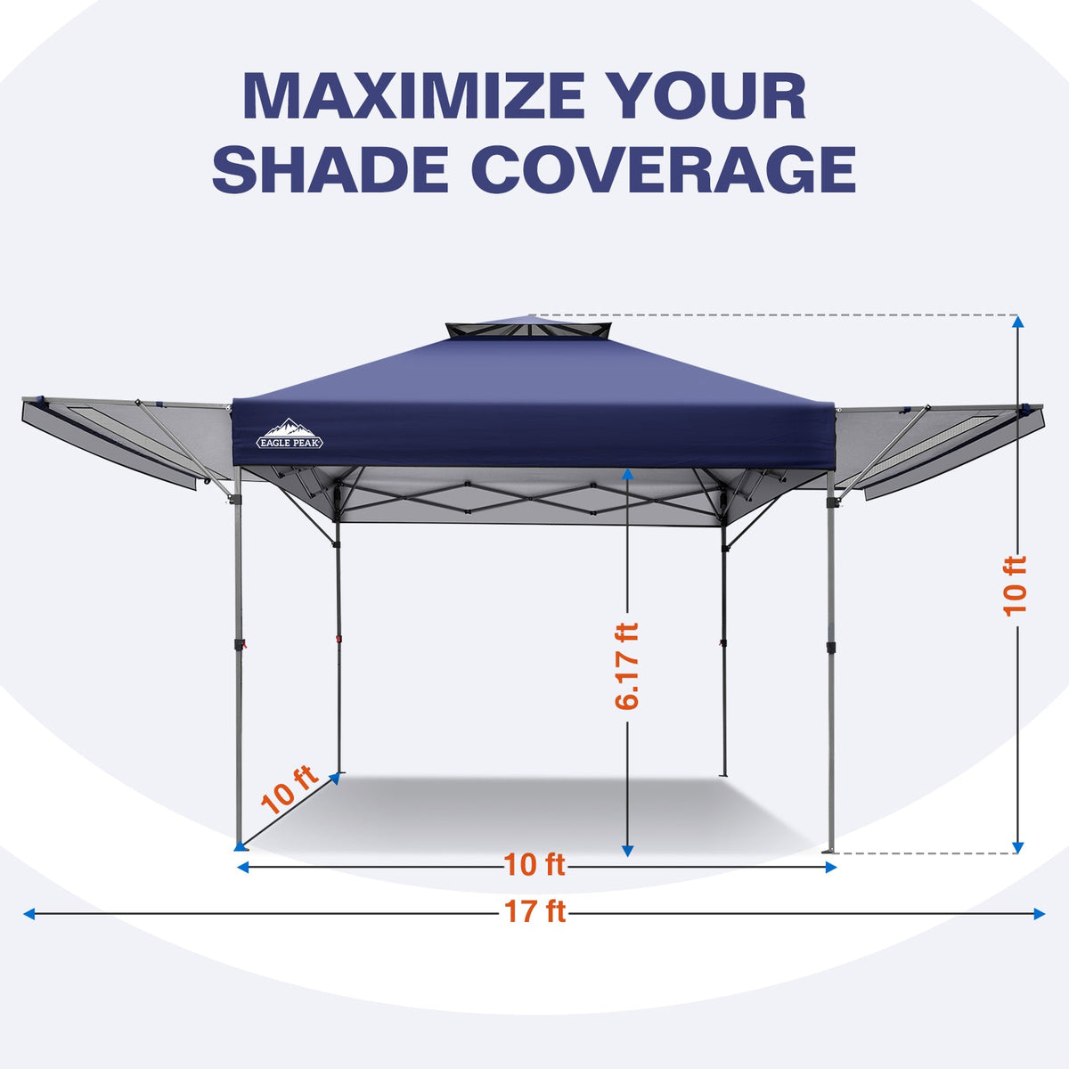 17x10 Pop up Gazebo Canopy Tent, Dual Awnings - Eagle Peak®