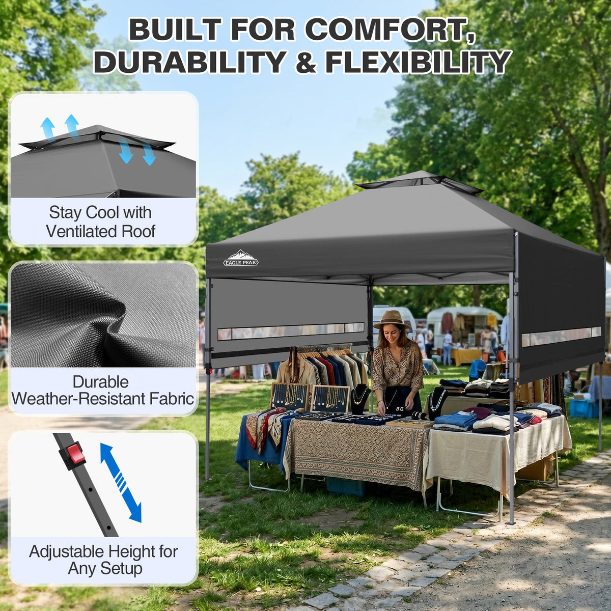 17x10 Pop up Gazebo Canopy Tent, Dual Awnings - Eagle Peak®