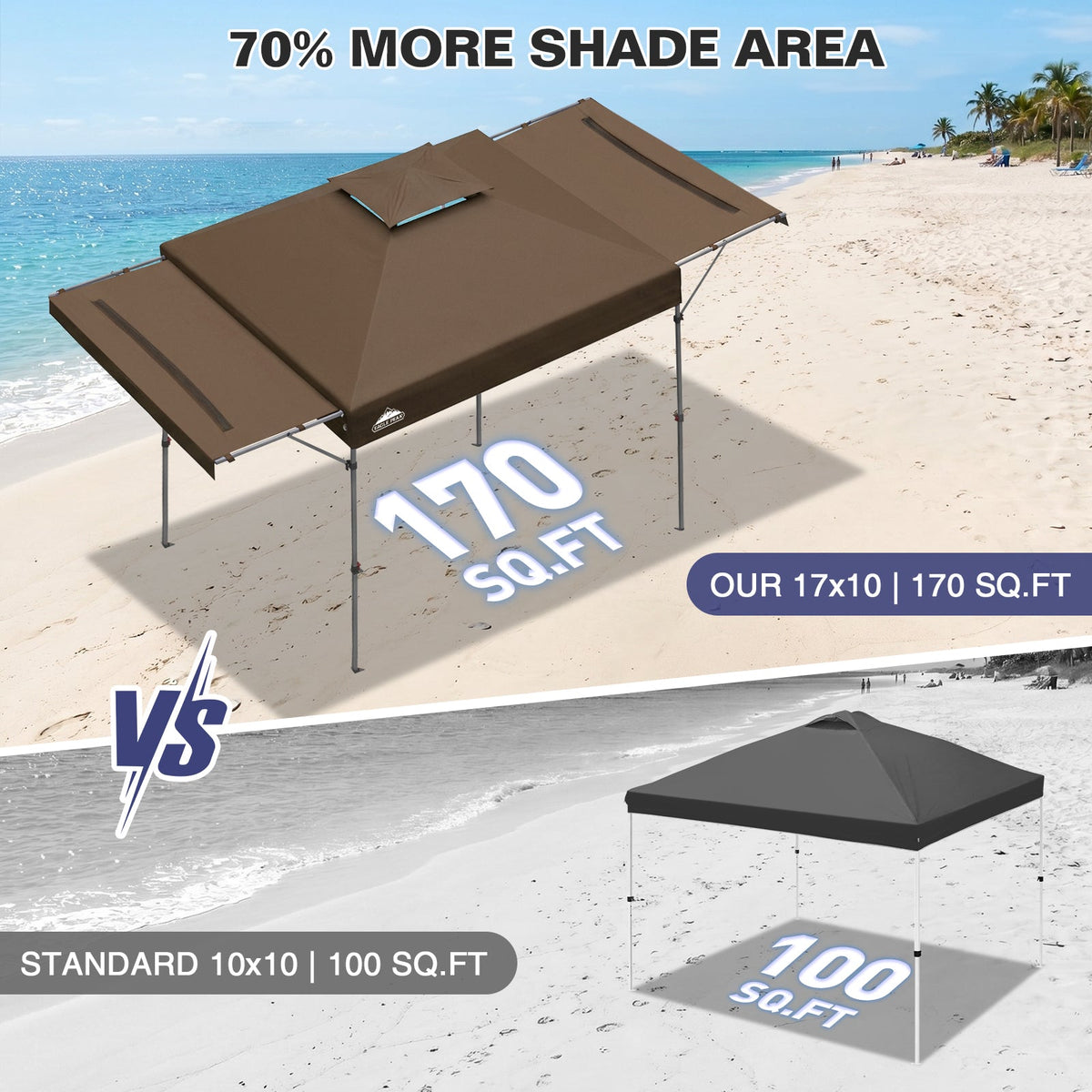 17x10 Pop up Gazebo Canopy Tent, Dual Awnings - Eagle Peak®