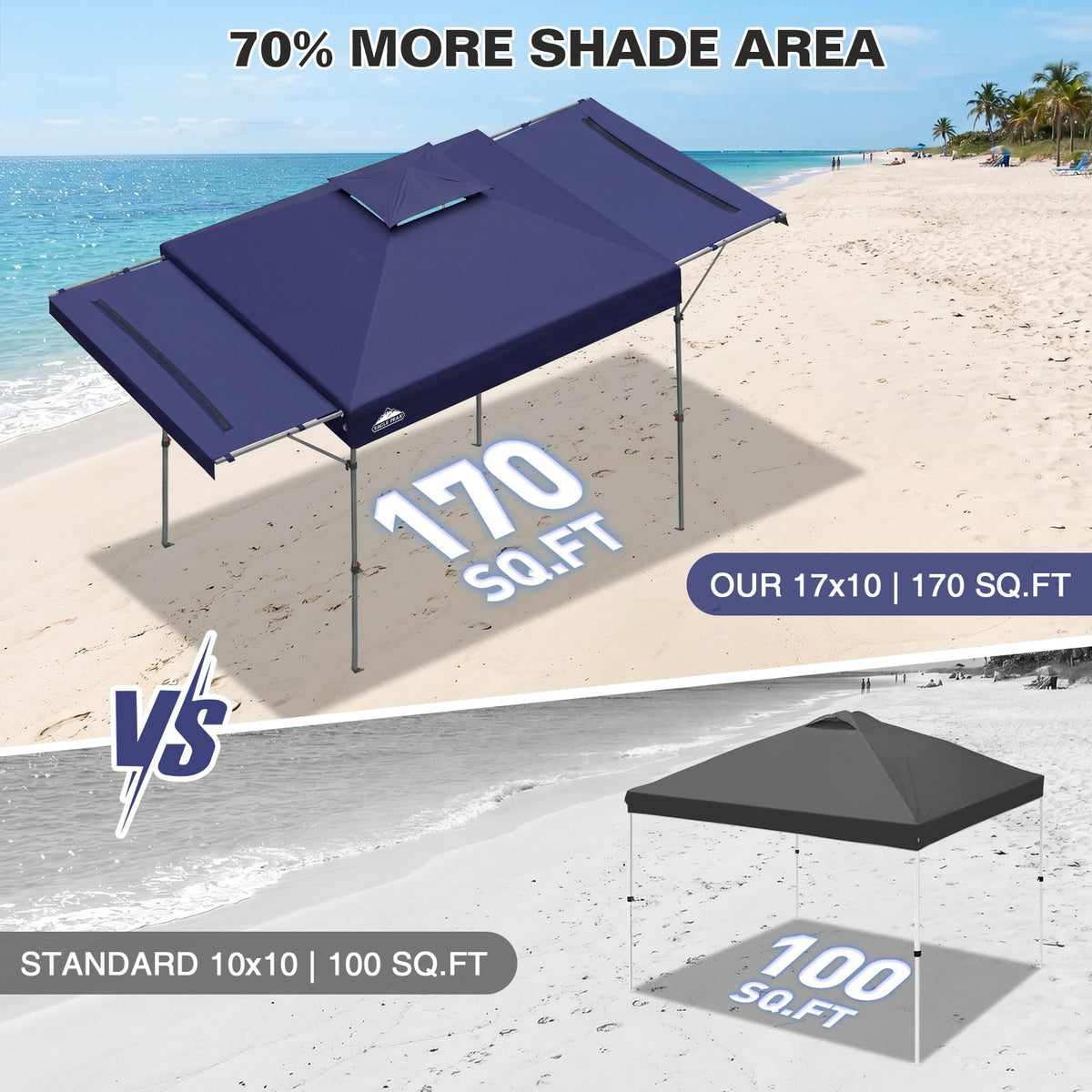 17x10 Pop up Gazebo Canopy Tent, Dual Awnings - Eagle Peak®