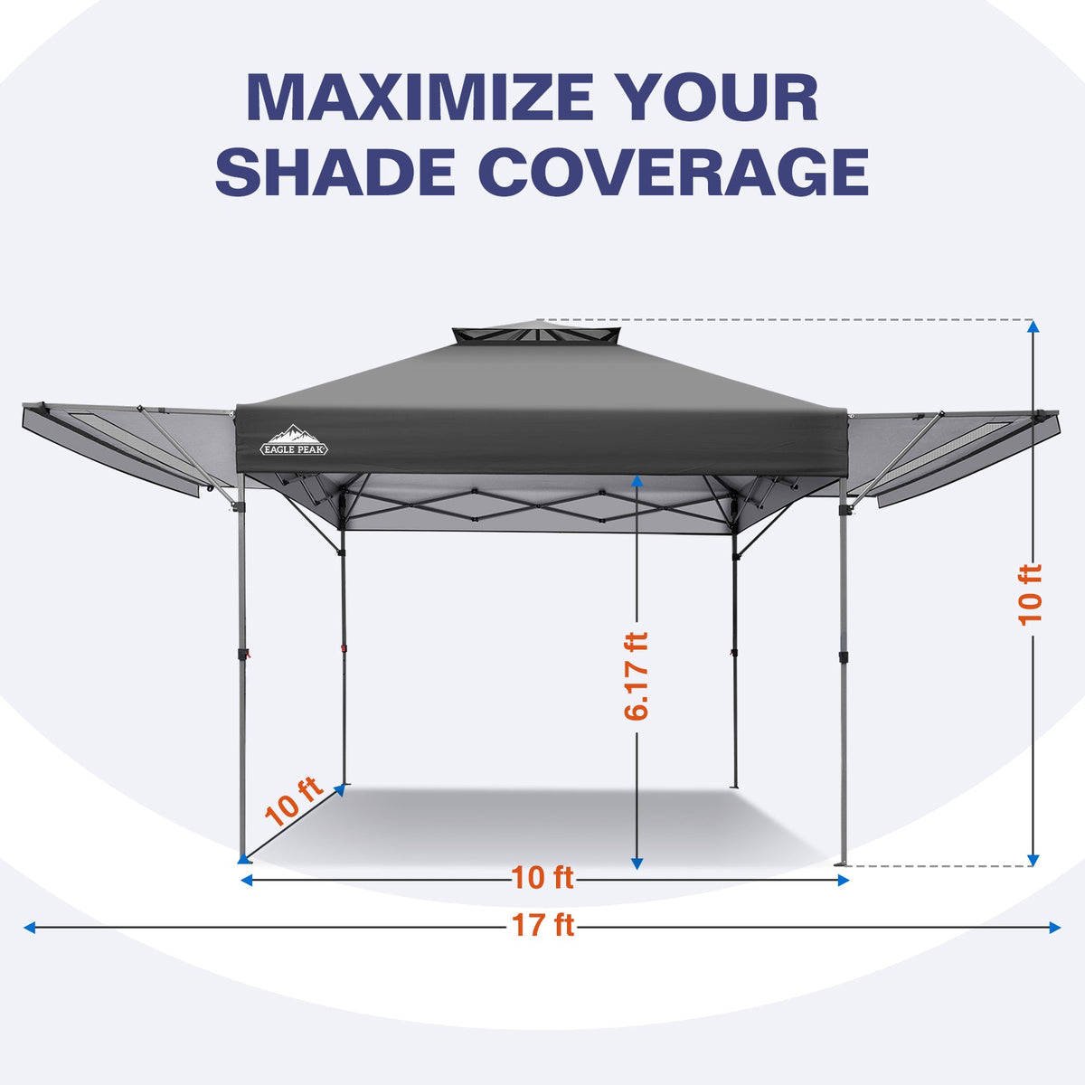 17x10 Pop up Gazebo Canopy Tent, Dual Awnings - Eagle Peak®