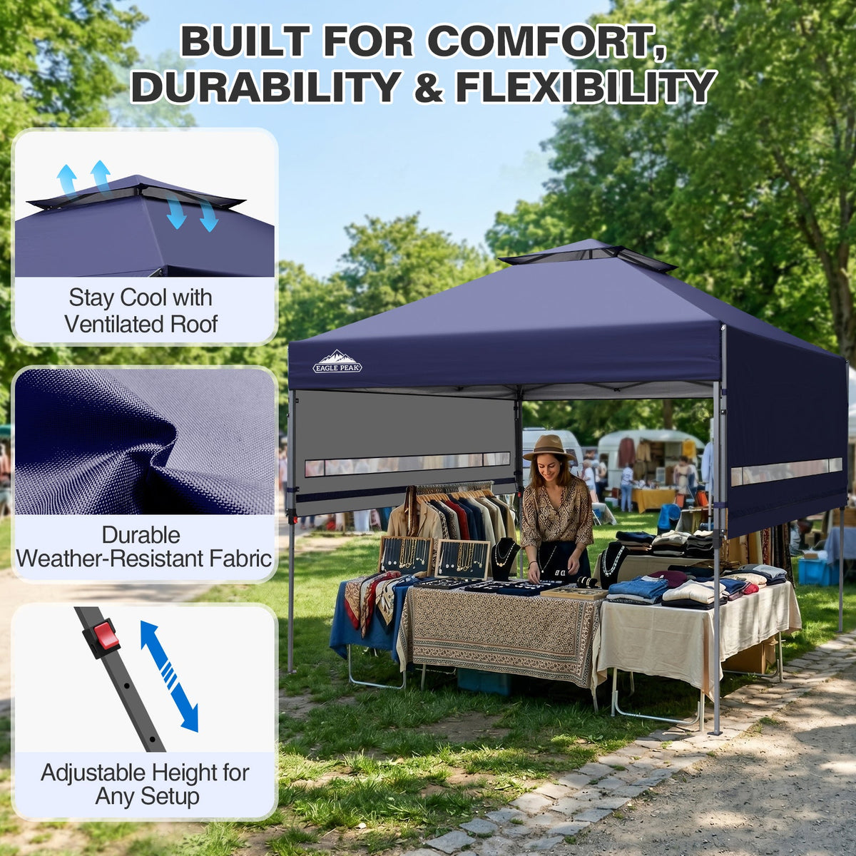 17x10 Pop up Gazebo Canopy Tent, Dual Awnings - Eagle Peak®