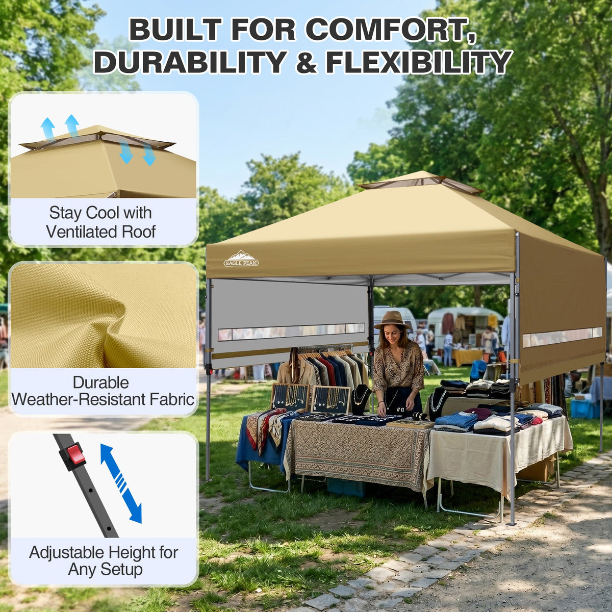 17x10 Pop up Gazebo Canopy Tent, Dual Awnings - Eagle Peak®