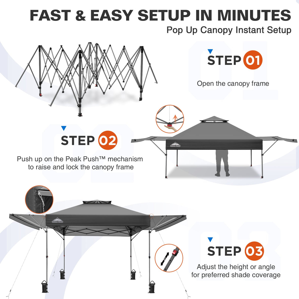 17x10 Pop up Gazebo Canopy Tent Outdoor Instant Canopy Shelter - Eagle Peak