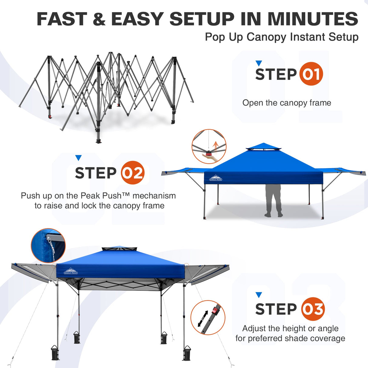 17x10 Pop up Gazebo Canopy Tent Outdoor Instant Canopy Shelter - Eagle Peak
