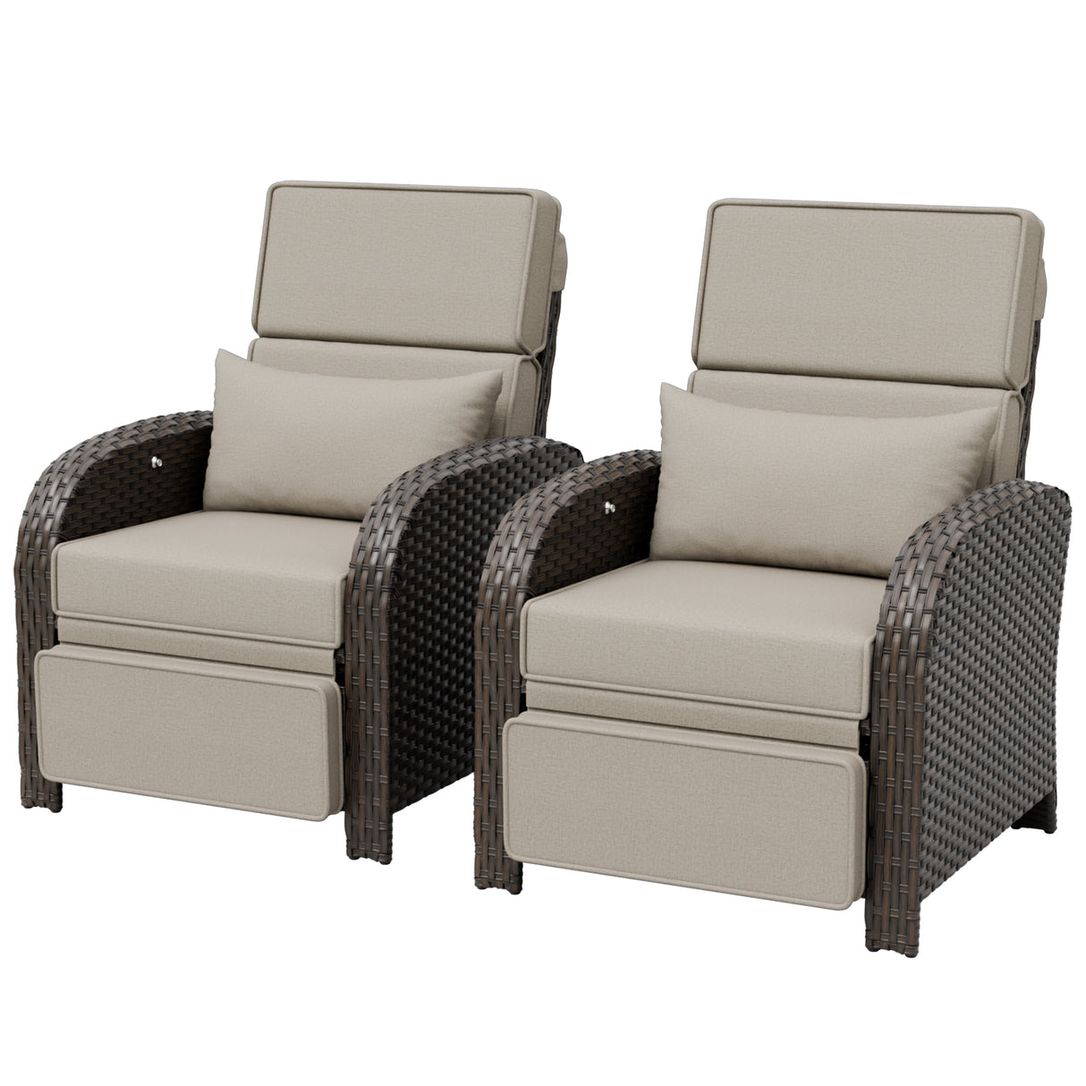 Outdoor Wicker Recliner Chair with Footrest