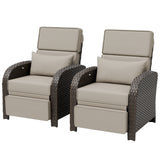 Outdoor Wicker Recliner Chair with Footrest