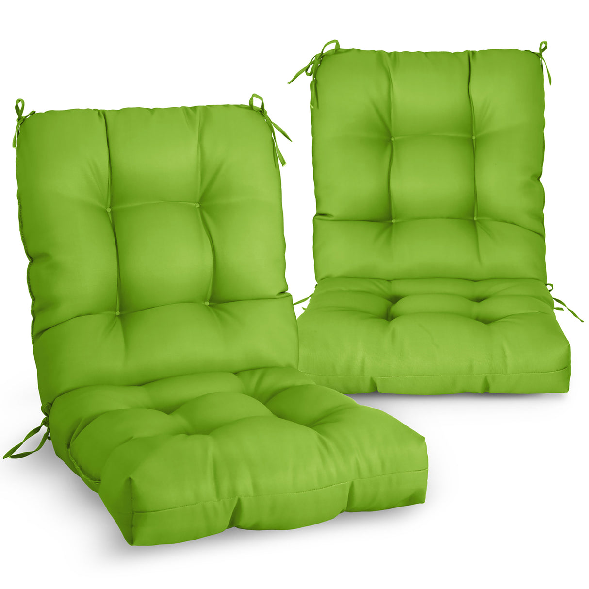 Tufted Outdoor/Indoor Seat/Back Chair Cushion, Set of 2, 42'' x 21''