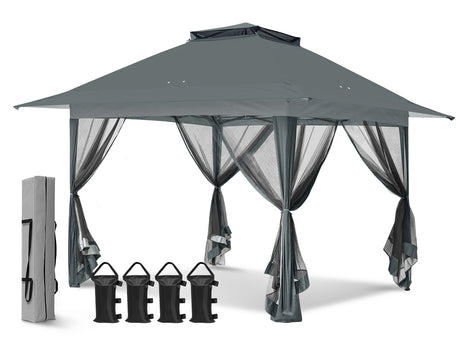 13x13 Pop Up Gazebo with Netting w/ 169 sqft of Shade - Eagle Peak Custom Canopy Tent