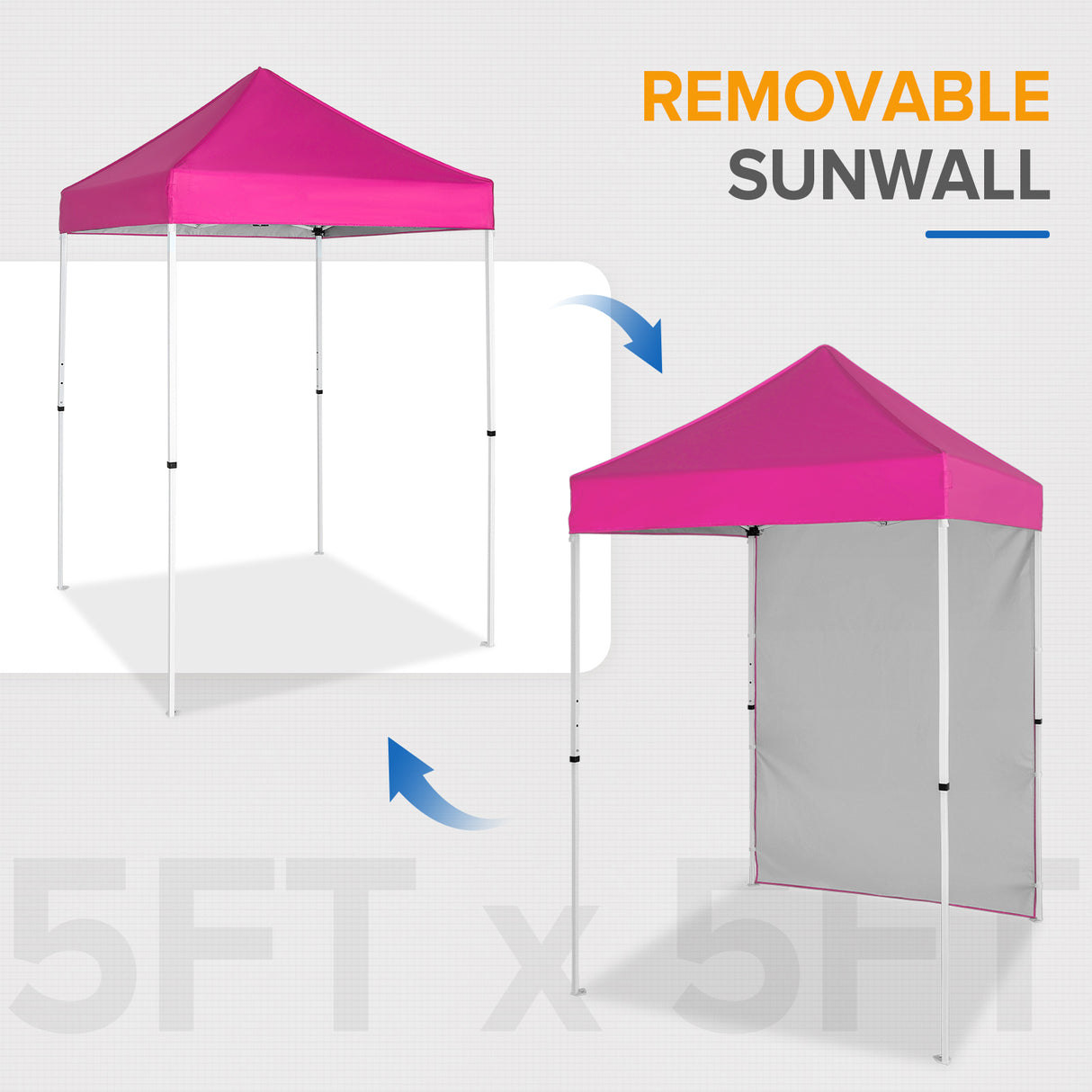 EAGLE PEAK Straight Leg Outdoor Portable Canopy Tent with Removable Sunwalls 5x5 ft, Carry Bag Included