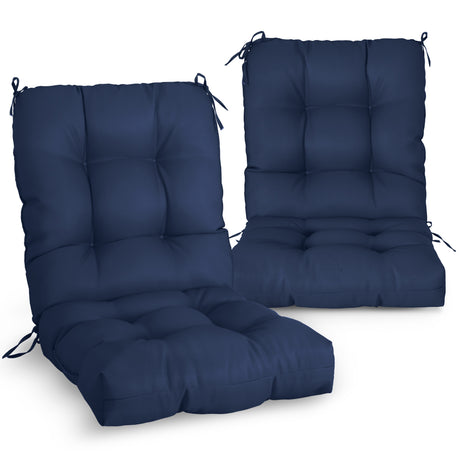 Tufted Outdoor/Indoor Seat/Back Chair Cushion, Set of 2, 42'' x 21''