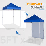 5x5 Straight Leg Pop Up Canopy Tent with One Removable Sunwall