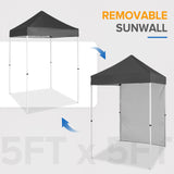 5x5 Straight Leg Pop Up Canopy Tent with One Removable Sunwall