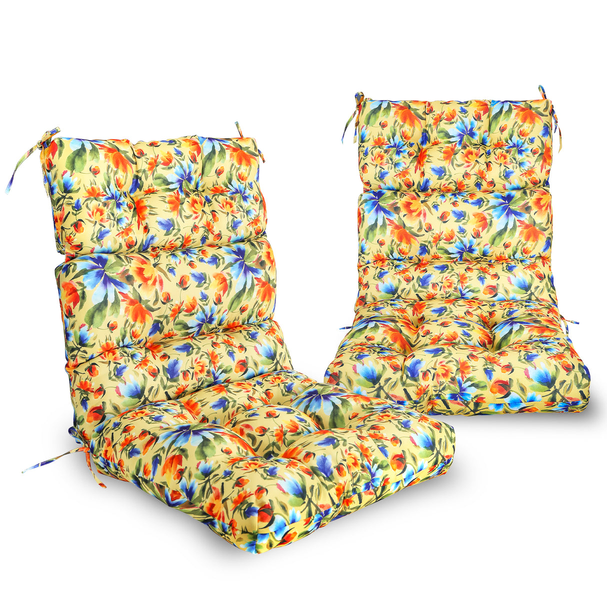 Tufted Outdoor/Indoor High Back Patio Chair Cushion, Set of 2, 46'' x 22''