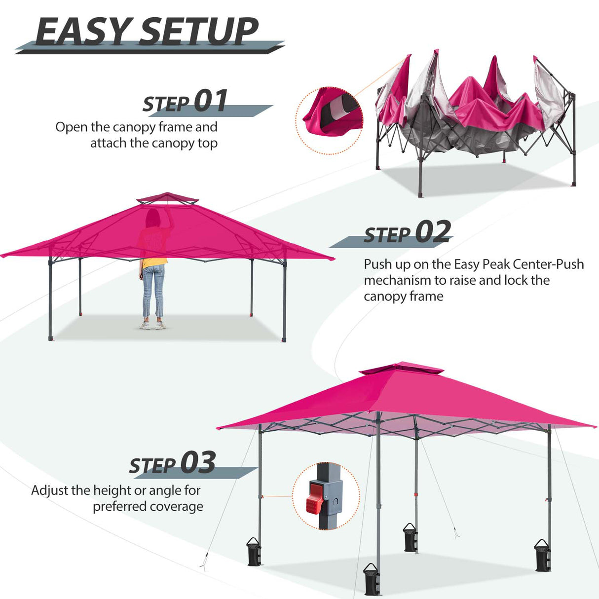 13x13 Straight Leg Pop Up Canopy Tent with 169 sqft of Shade