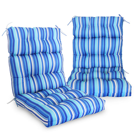 Tufted Outdoor/Indoor High Back Patio Chair Cushion, Set of 2, 46'' x 22''