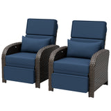Outdoor Wicker Recliner Chair with Footrest