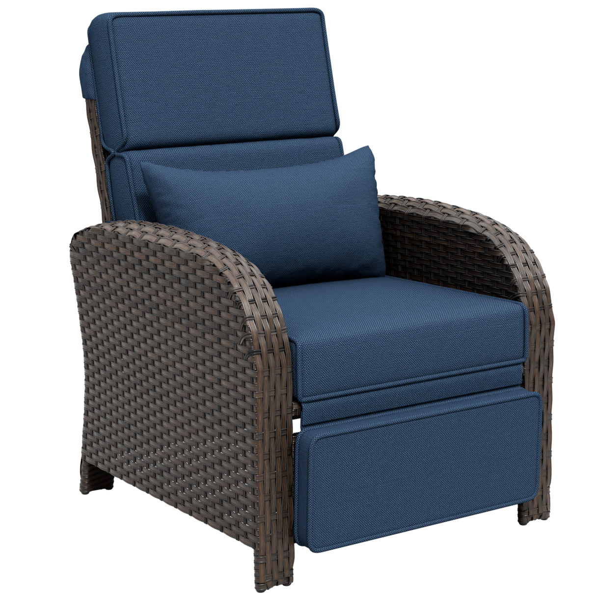 Outdoor Wicker Recliner Chair with Footrest