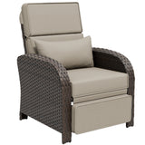 Outdoor Wicker Recliner Chair with Footrest